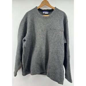 Ibex Wool Pullover Men's XL Heather Gray USA Made Zippered Pocket